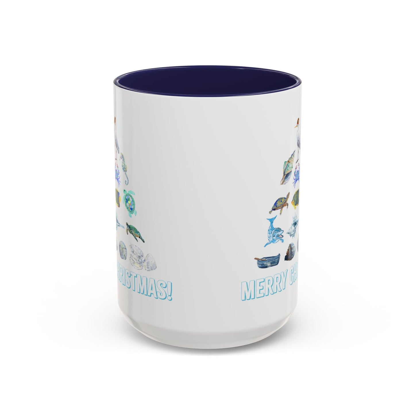 Coastal Christmas Tree Two Tone Coffee Mug (11, 15oz) - Blue Cava