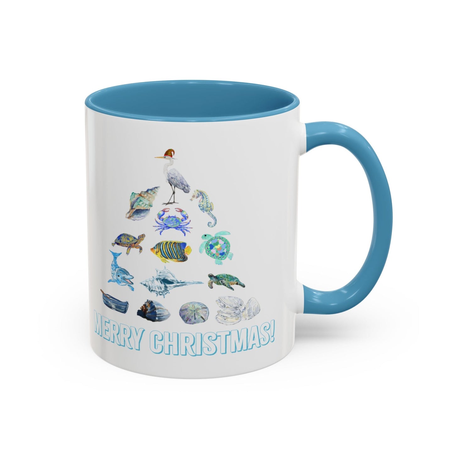Coastal Christmas Tree Two Tone Coffee Mug (11, 15oz) - Blue Cava