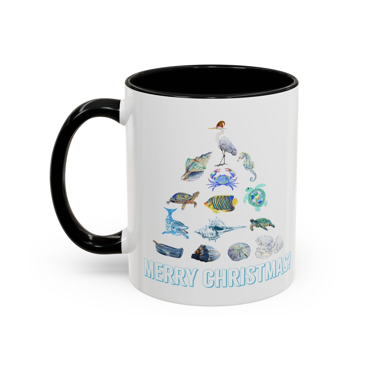 Coastal Christmas Tree Two Tone Coffee Mug (11, 15oz) - Blue Cava