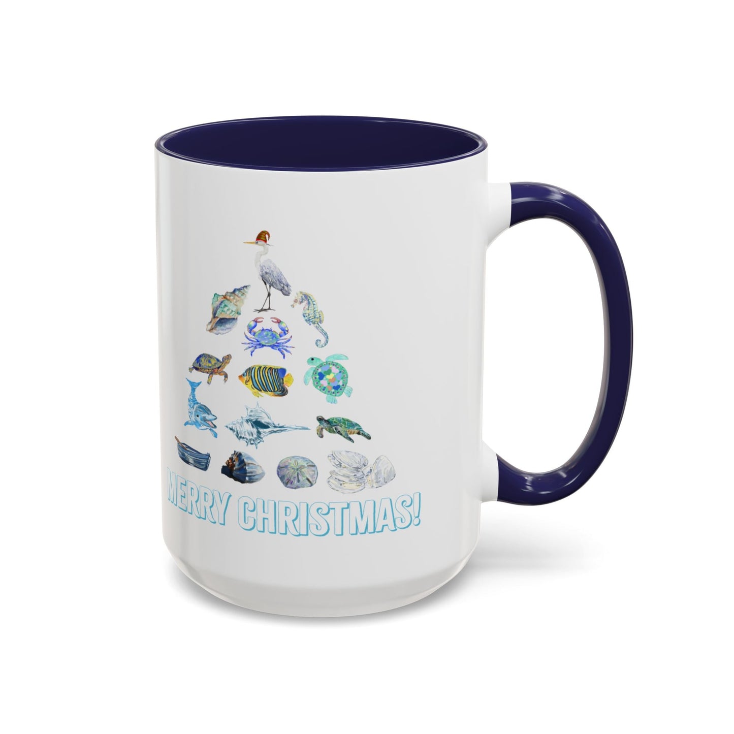 Coastal Christmas Tree Two Tone Coffee Mug (11, 15oz) - Blue Cava