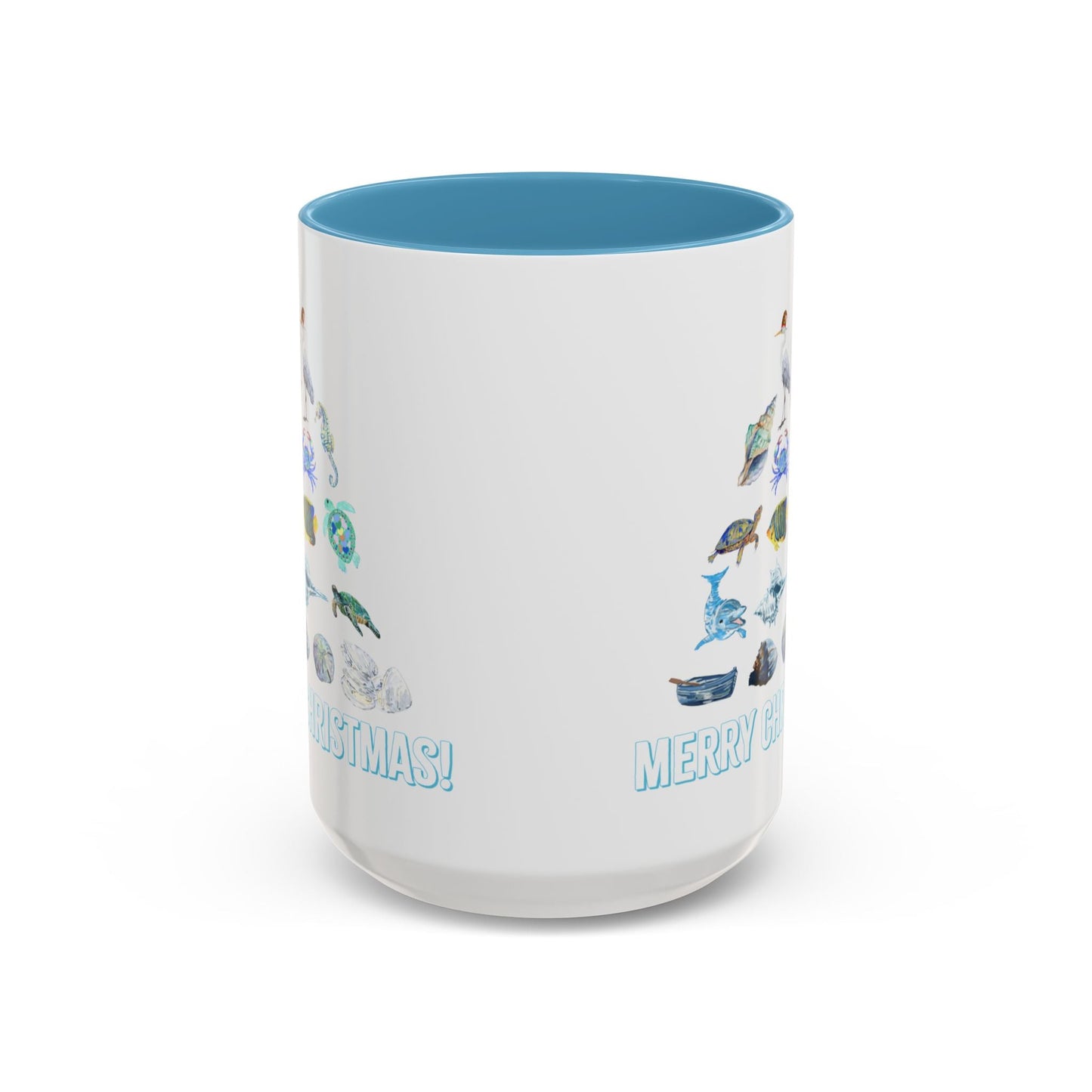 Coastal Christmas Tree Two Tone Coffee Mug (11, 15oz) - Blue Cava