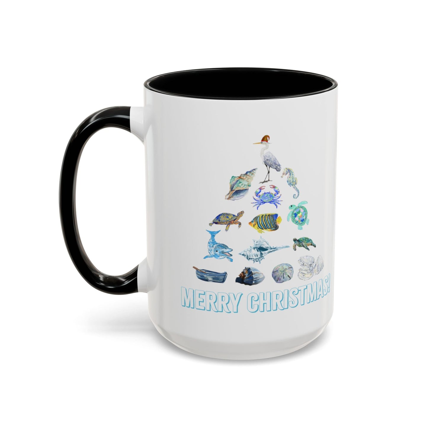 Coastal Christmas Tree Two Tone Coffee Mug (11, 15oz) - Blue Cava