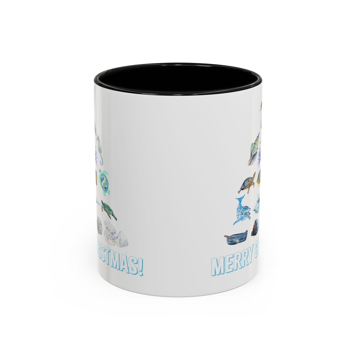 Coastal Christmas Tree Two Tone Coffee Mug (11, 15oz) - Blue Cava