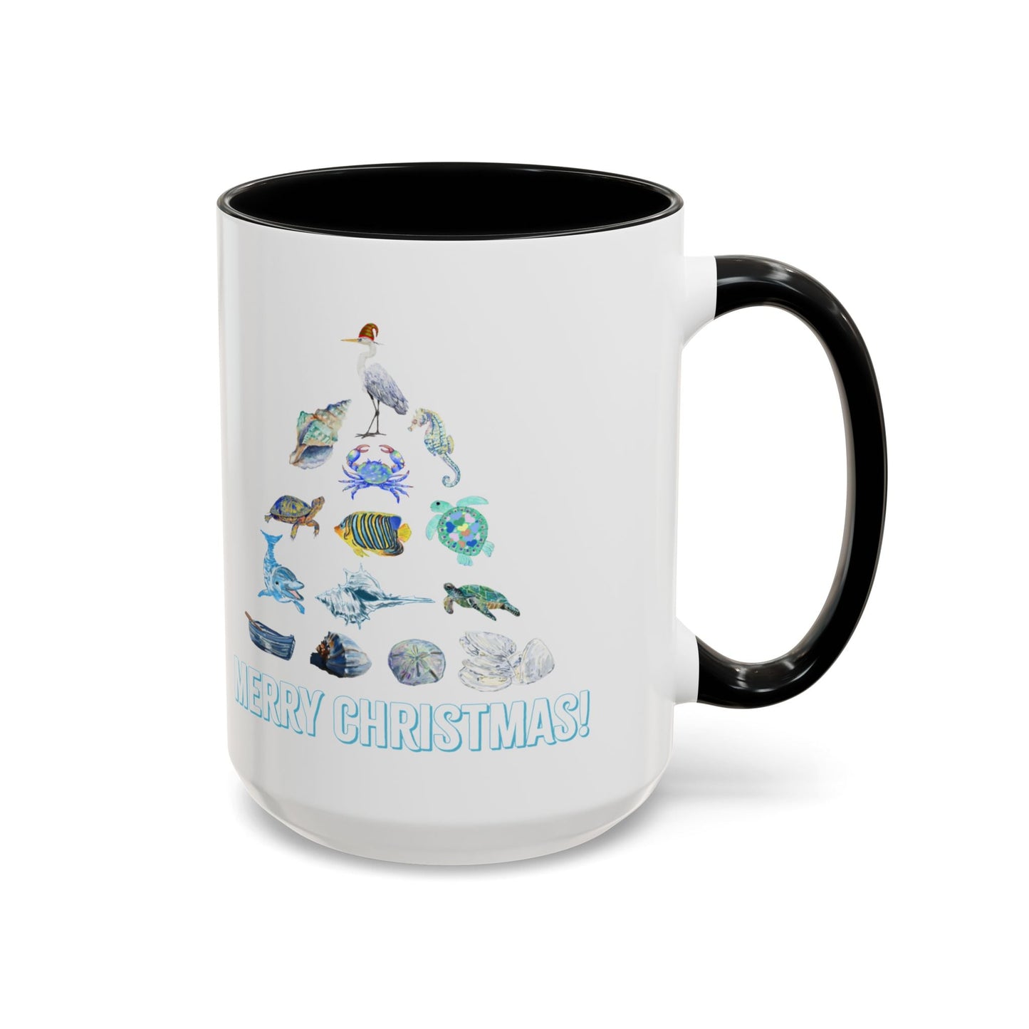 Coastal Christmas Tree Two Tone Coffee Mug (11, 15oz) - Blue Cava
