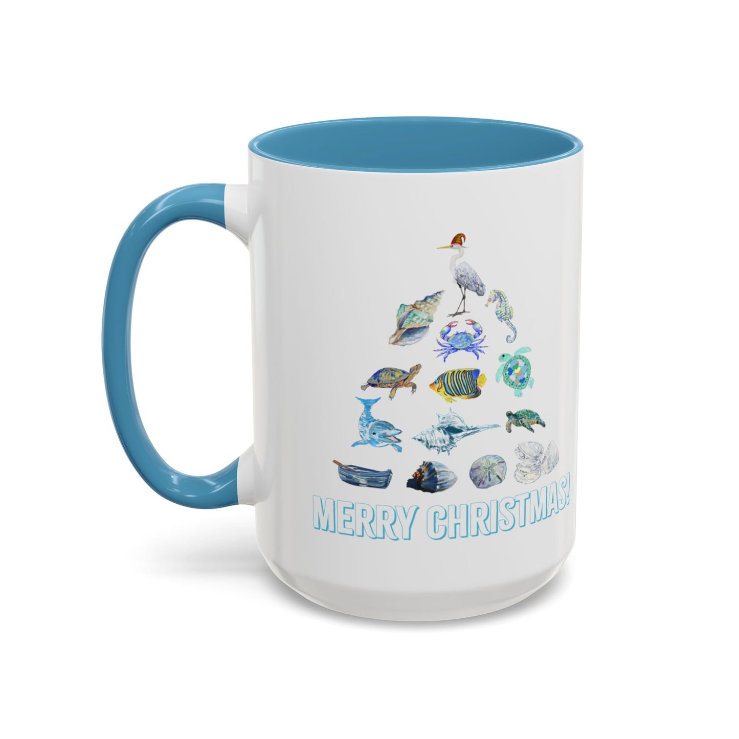 Coastal Christmas Tree Two Tone Coffee Mug (11, 15oz) - Blue Cava