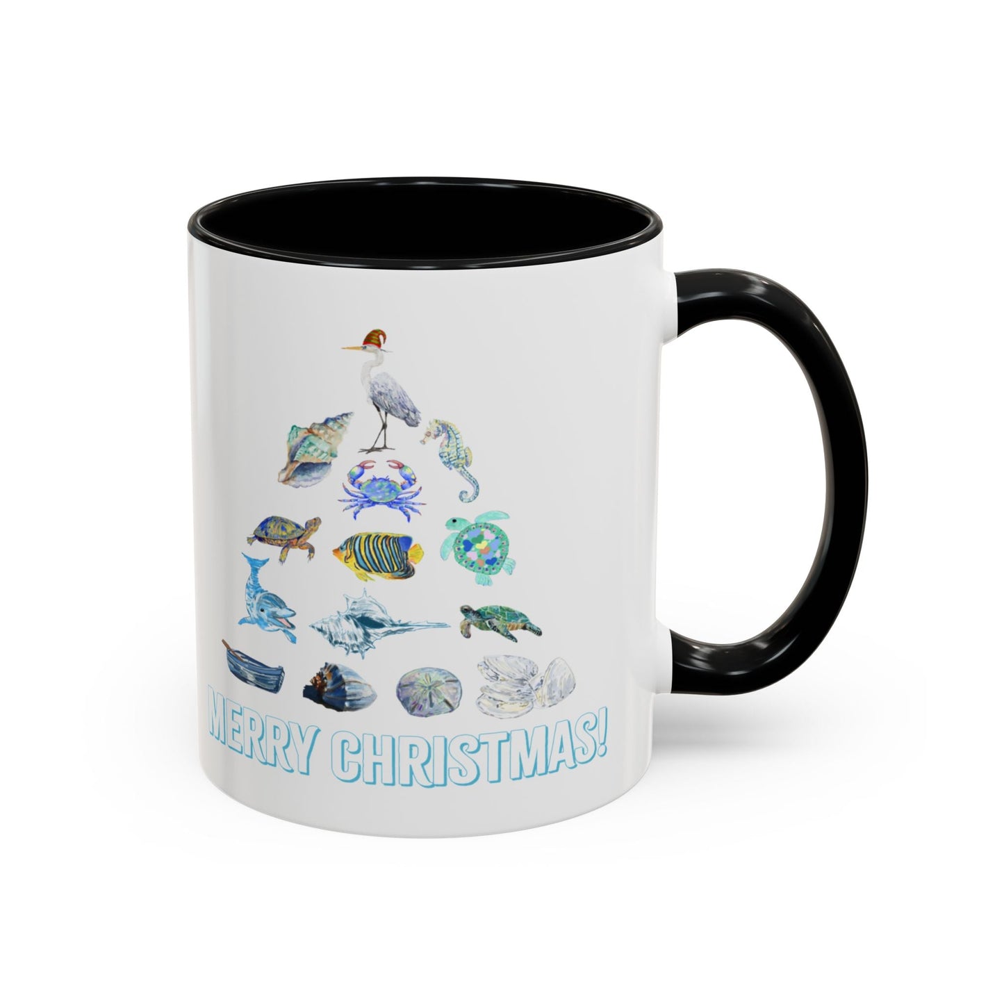 Coastal Christmas Tree Two Tone Coffee Mug (11, 15oz) - Blue Cava