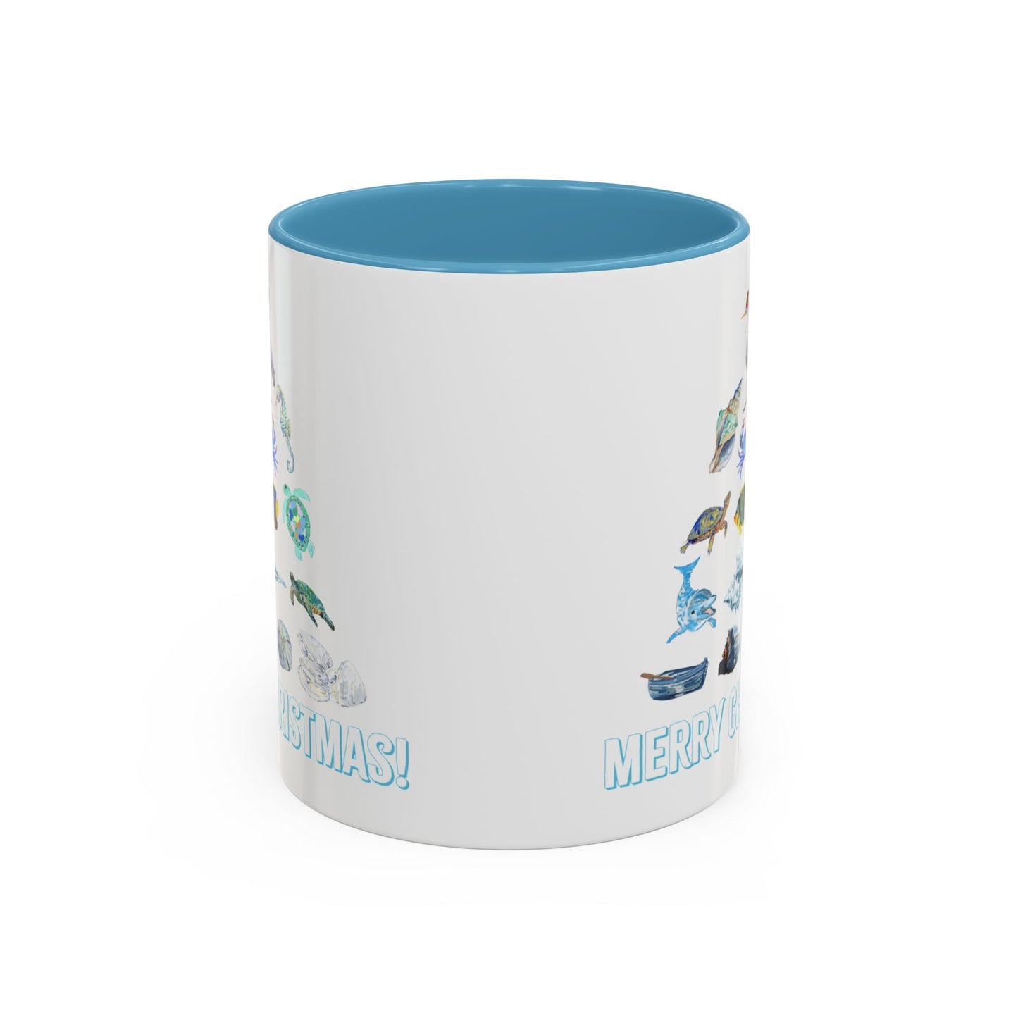 Coastal Christmas Tree Two Tone Coffee Mug (11, 15oz) - Blue Cava