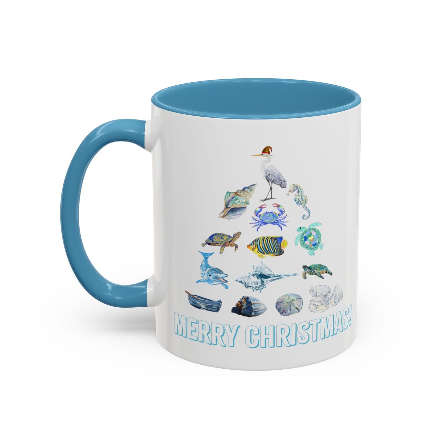Coastal Christmas Tree Two Tone Coffee Mug (11, 15oz) - Blue Cava