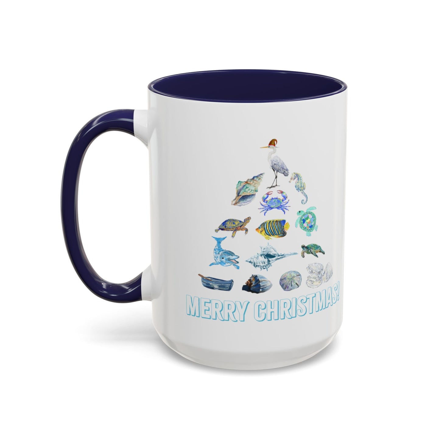 Coastal Christmas Tree Two Tone Coffee Mug (11, 15oz) - Blue Cava
