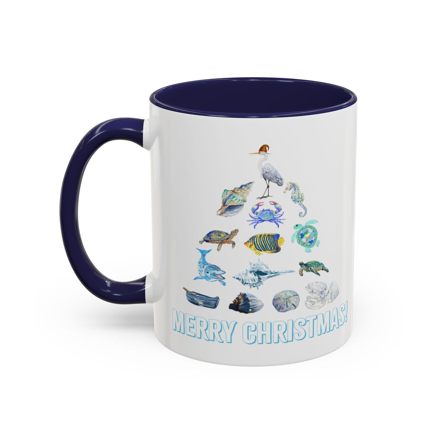 Coastal Christmas Tree Two Tone Coffee Mug (11, 15oz) - Blue Cava