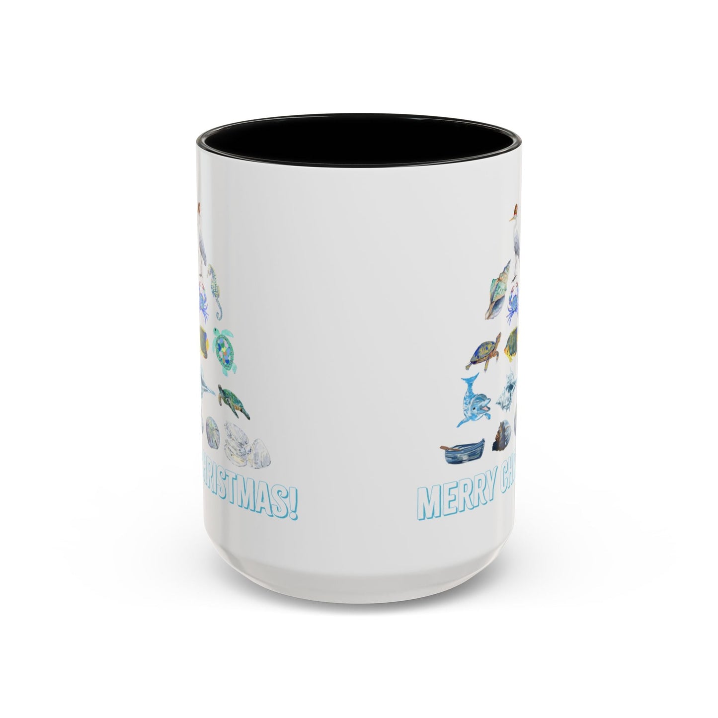 Coastal Christmas Tree Two Tone Coffee Mug (11, 15oz) - Blue Cava