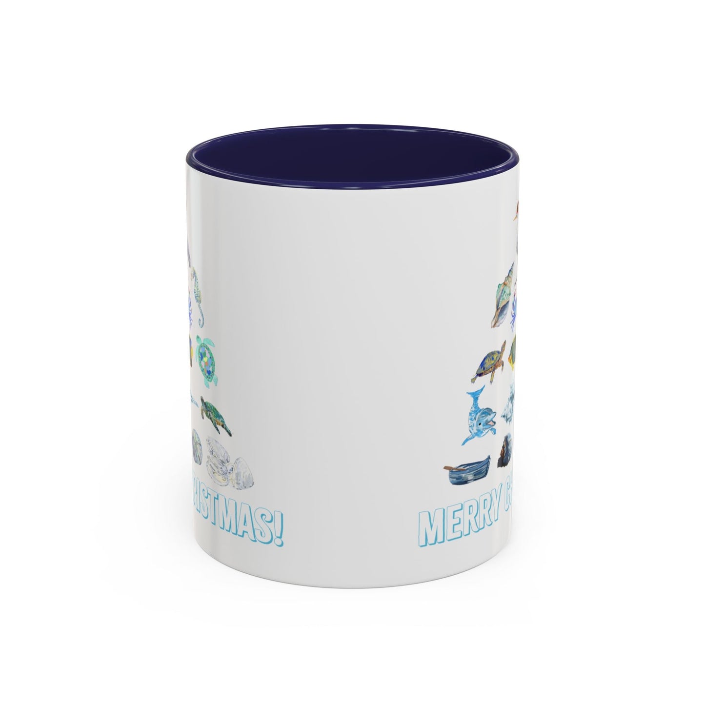 Coastal Christmas Tree Two Tone Coffee Mug (11, 15oz) - Blue Cava