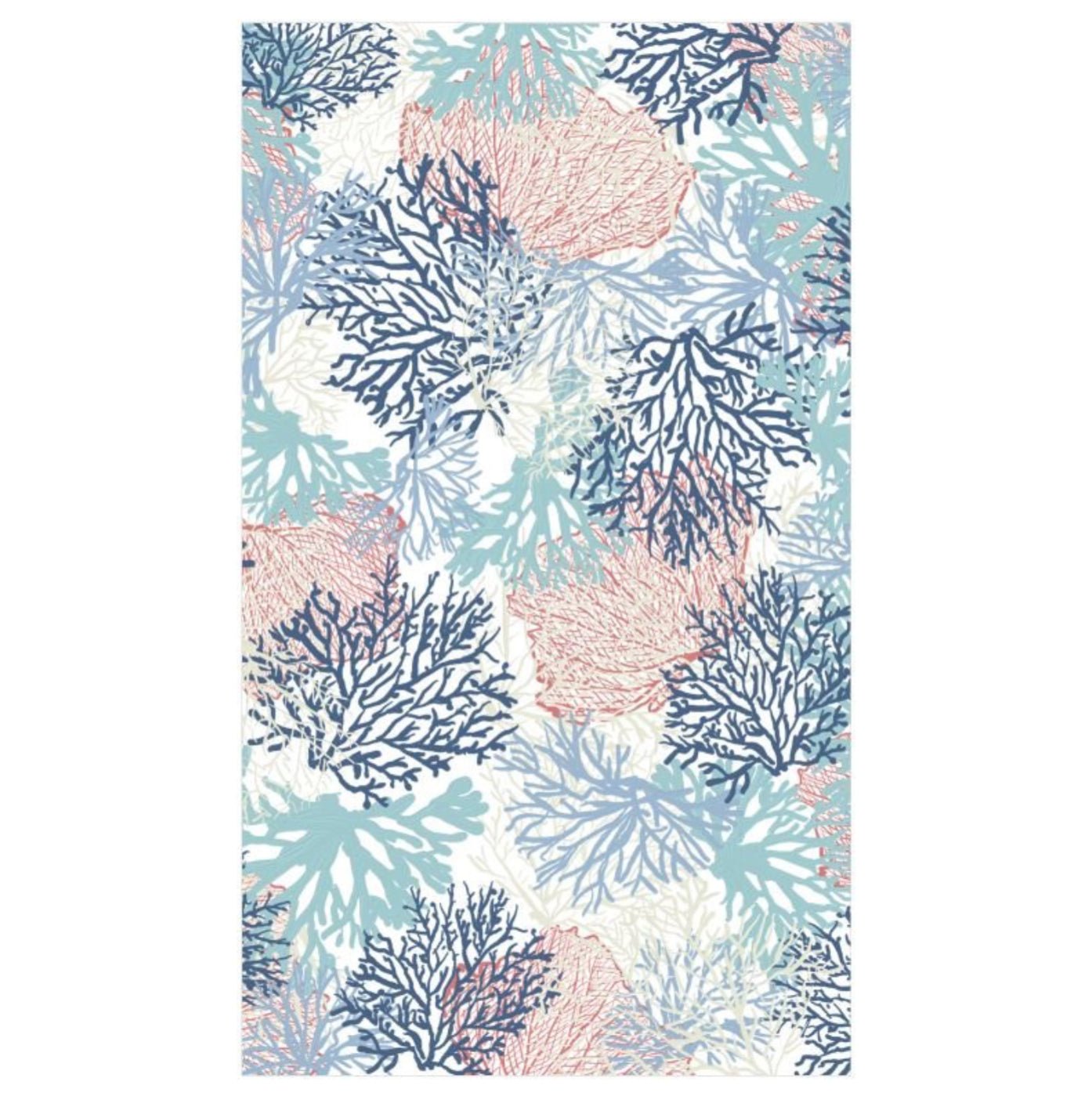 Coastal Coral Curtains With Eyelets - Lined or Unlined - Blue Cava