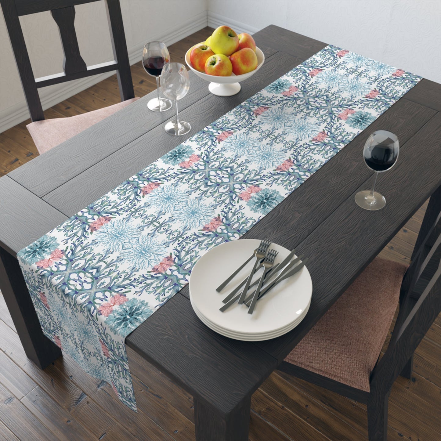 Coastal Coral Table Runner - 16” x 72” - Blue Cava