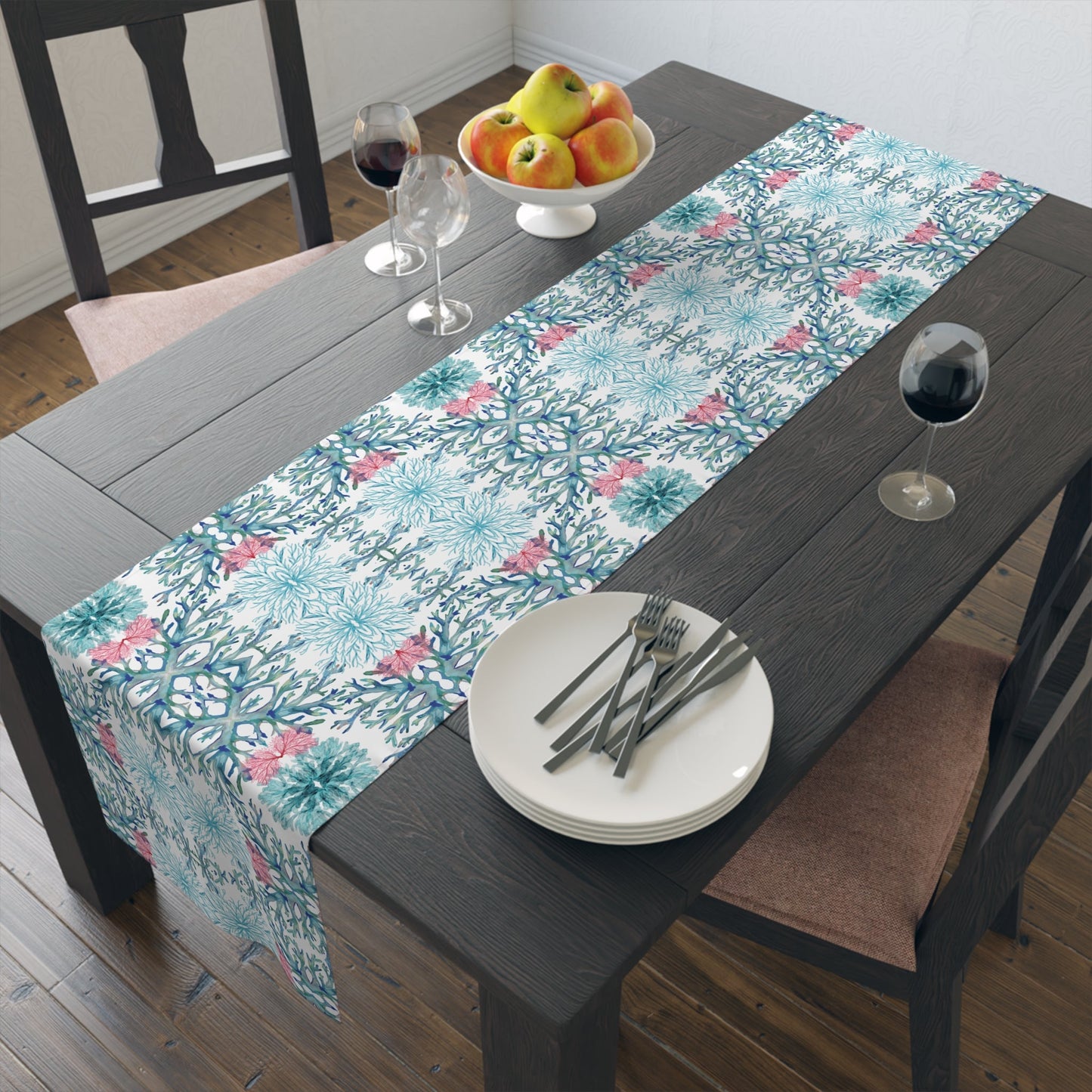Coastal Coral Table Runner - 16” x 72” - Blue Cava