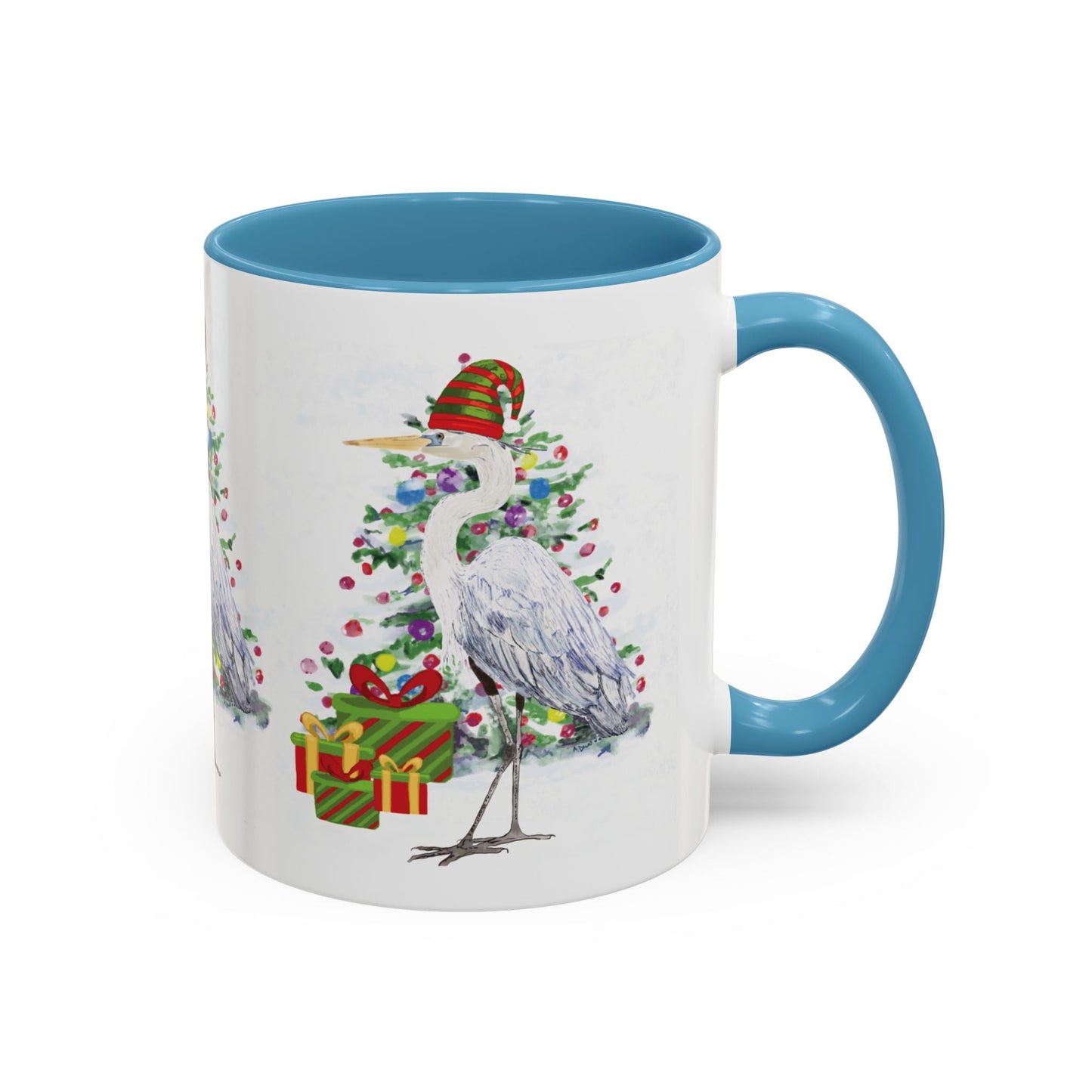 Coastal Egret Christmas Coffee Mug (11oz & 15oz) - Blue Cava