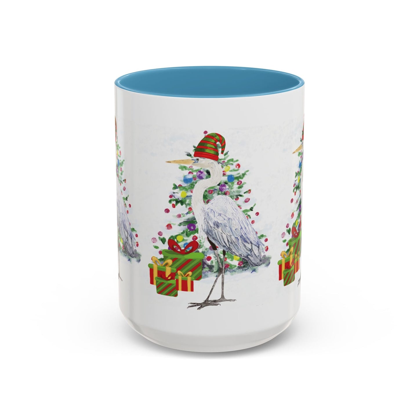 Coastal Egret Christmas Coffee Mug (11oz & 15oz) - Blue Cava
