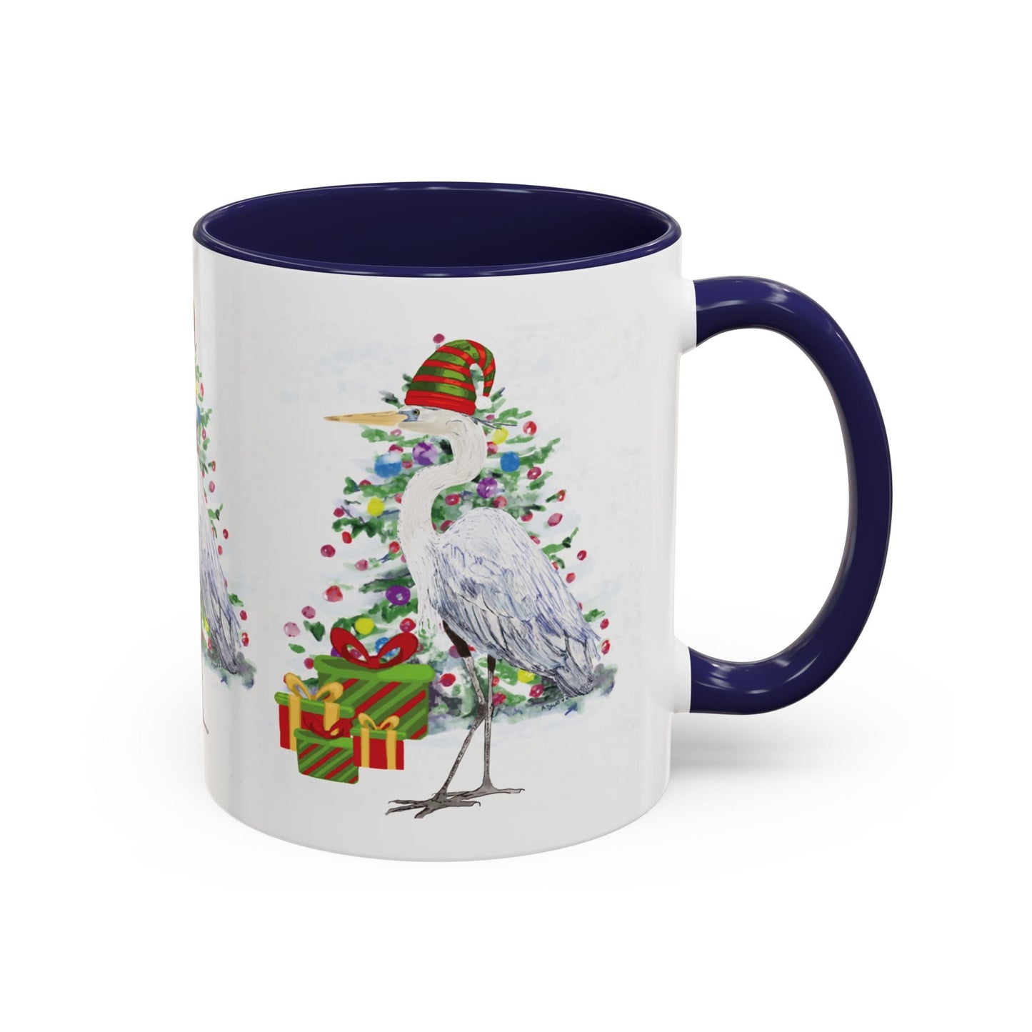 Coastal Egret Christmas Coffee Mug (11oz & 15oz) - Blue Cava