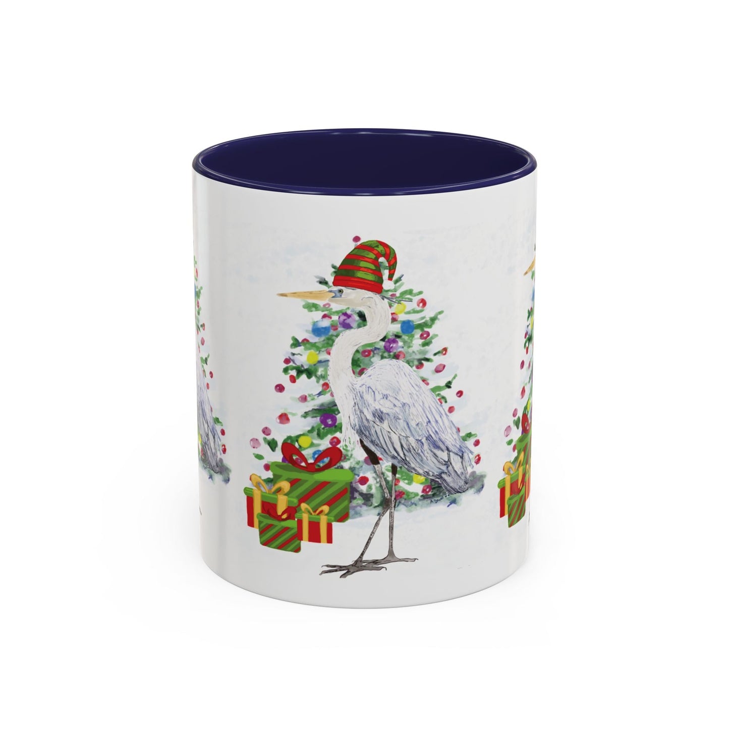 Coastal Egret Christmas Coffee Mug (11oz & 15oz) - Blue Cava