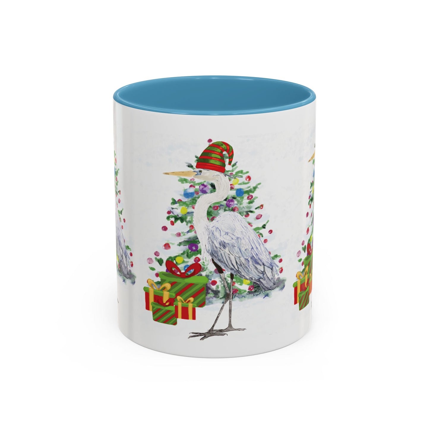 Coastal Egret Christmas Coffee Mug (11oz & 15oz) - Blue Cava