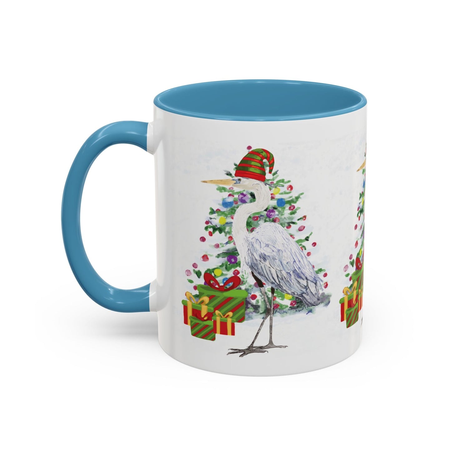 Coastal Egret Christmas Coffee Mug (11oz & 15oz) - Blue Cava