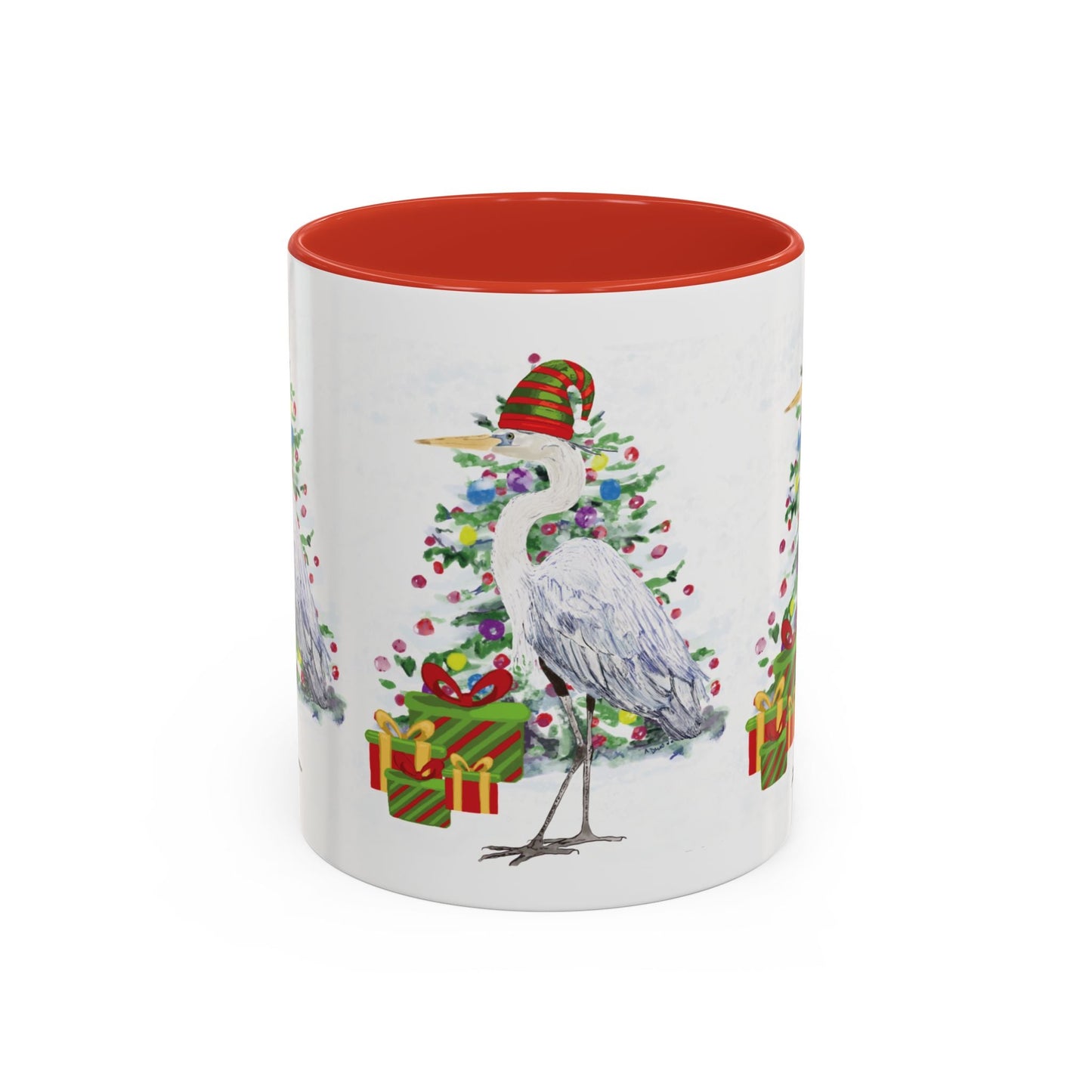 Coastal Egret Christmas Coffee Mug (11oz & 15oz) - Blue Cava