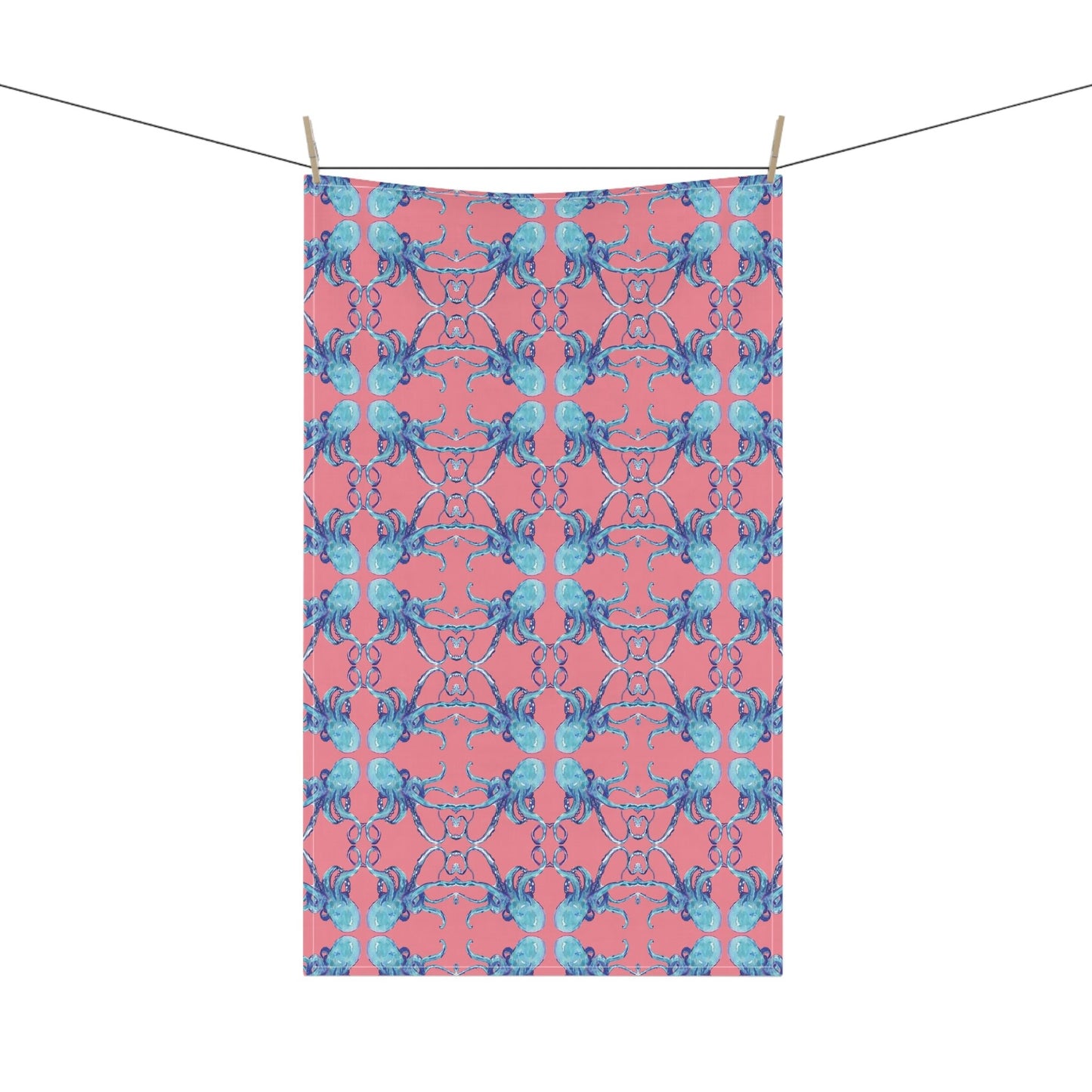 Coastal Octopus Kitchen Tea Towels - Blue Cava