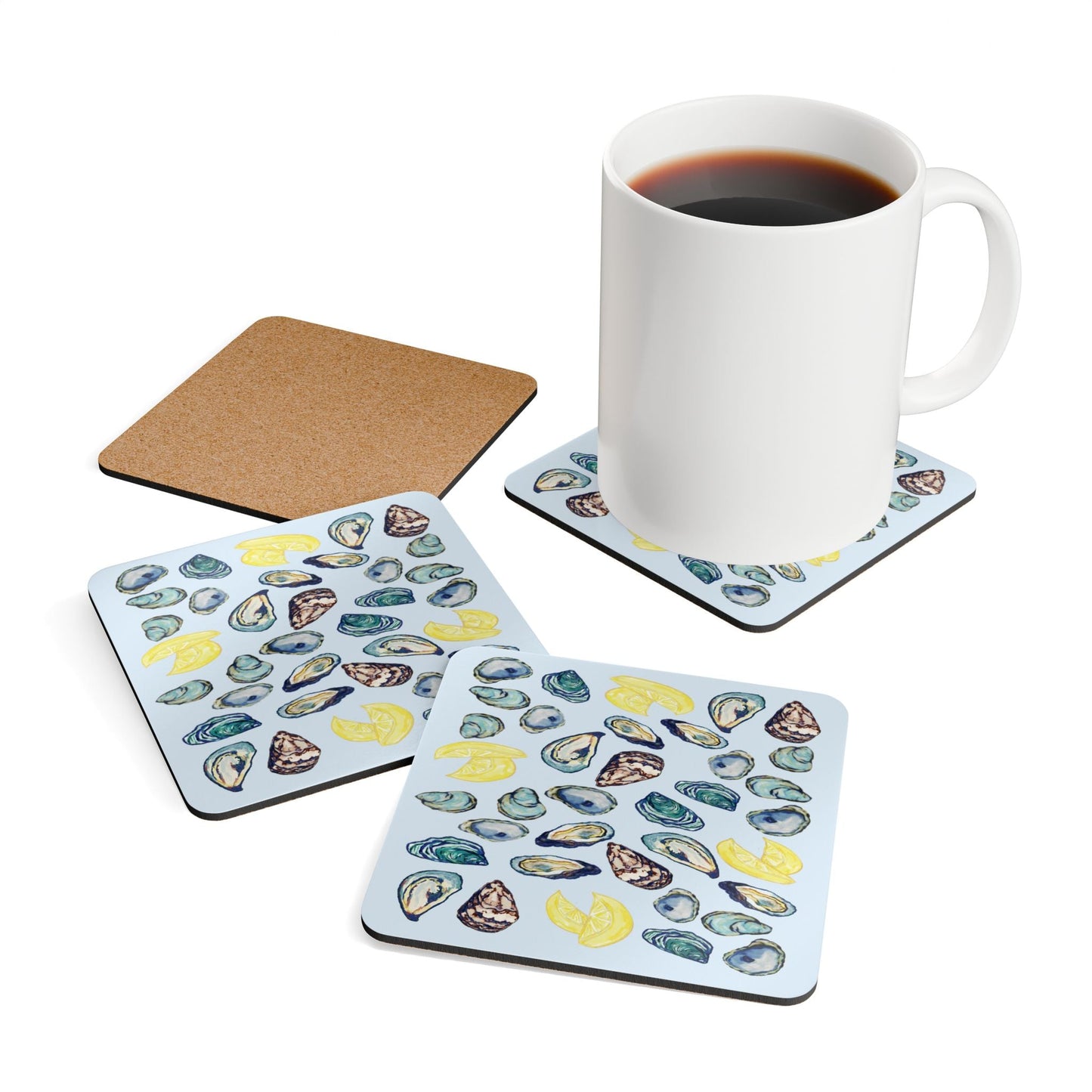 Coastal Oyster Coaster Set - Eco - Friendly Coasters - Blue Cava
