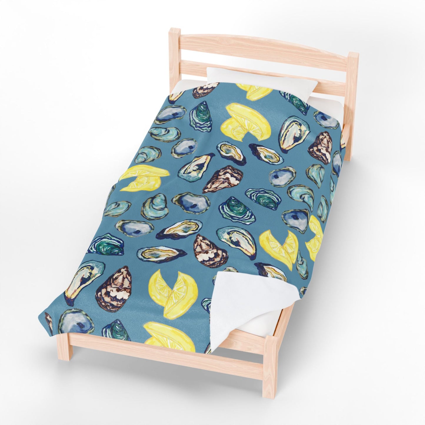 Coastal Oyster Velveteen Plush Blanket - Home Decor, - Blue Cava
