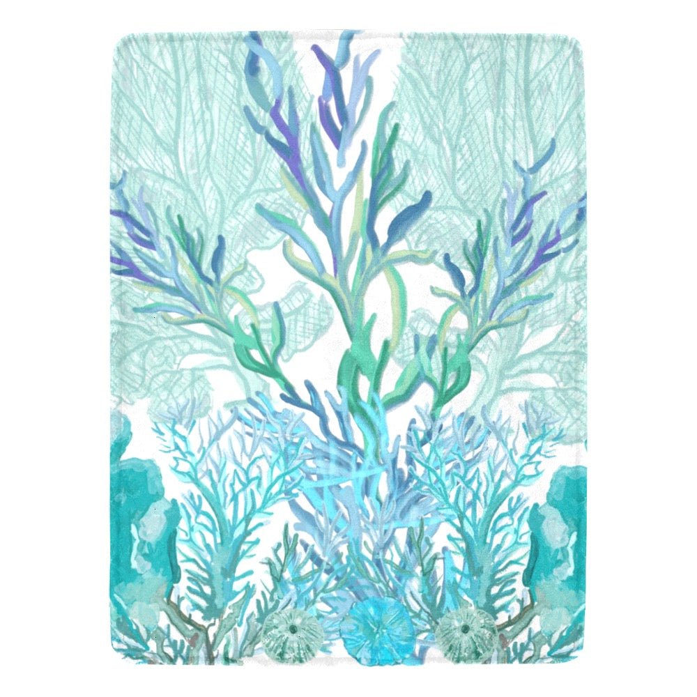 Coastal Sea Life Ultra - Soft Micro Fleece Blanket 60" X 80" - Blue Cava