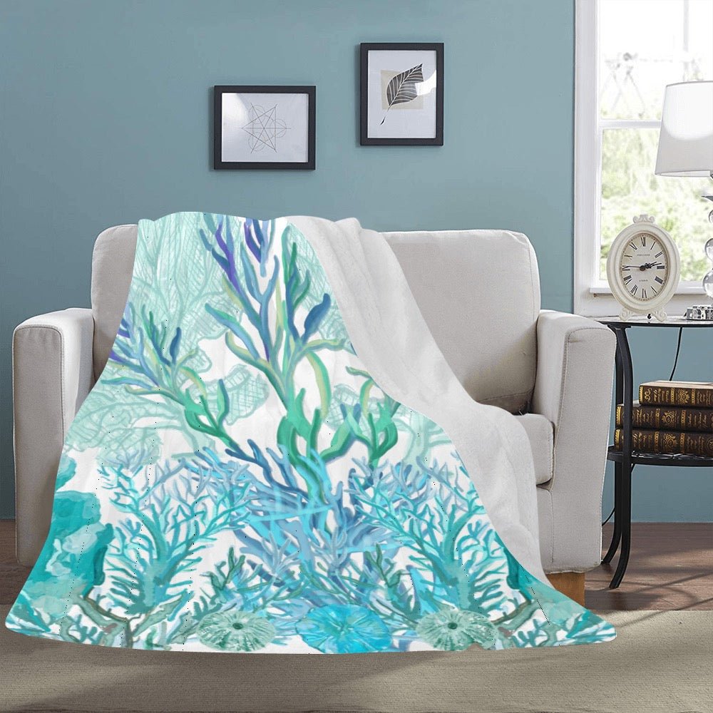 Coastal Sea Life Ultra - Soft Micro Fleece Blanket 60" X 80" - Blue Cava