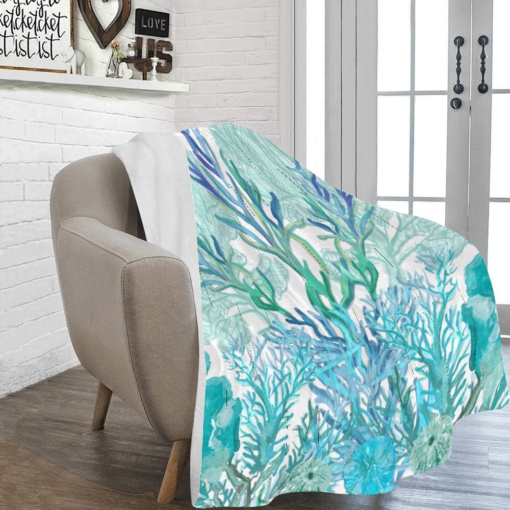 Coastal Sea Life Ultra - Soft Micro Fleece Blanket 60" X 80" - Blue Cava