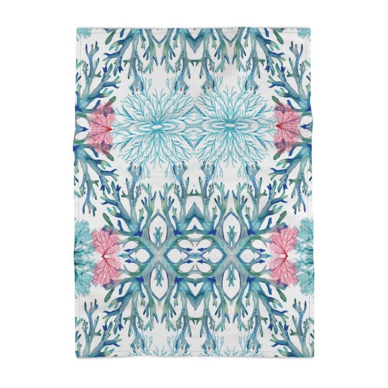 Coastal Tea Towel With Edging - Blue Cava