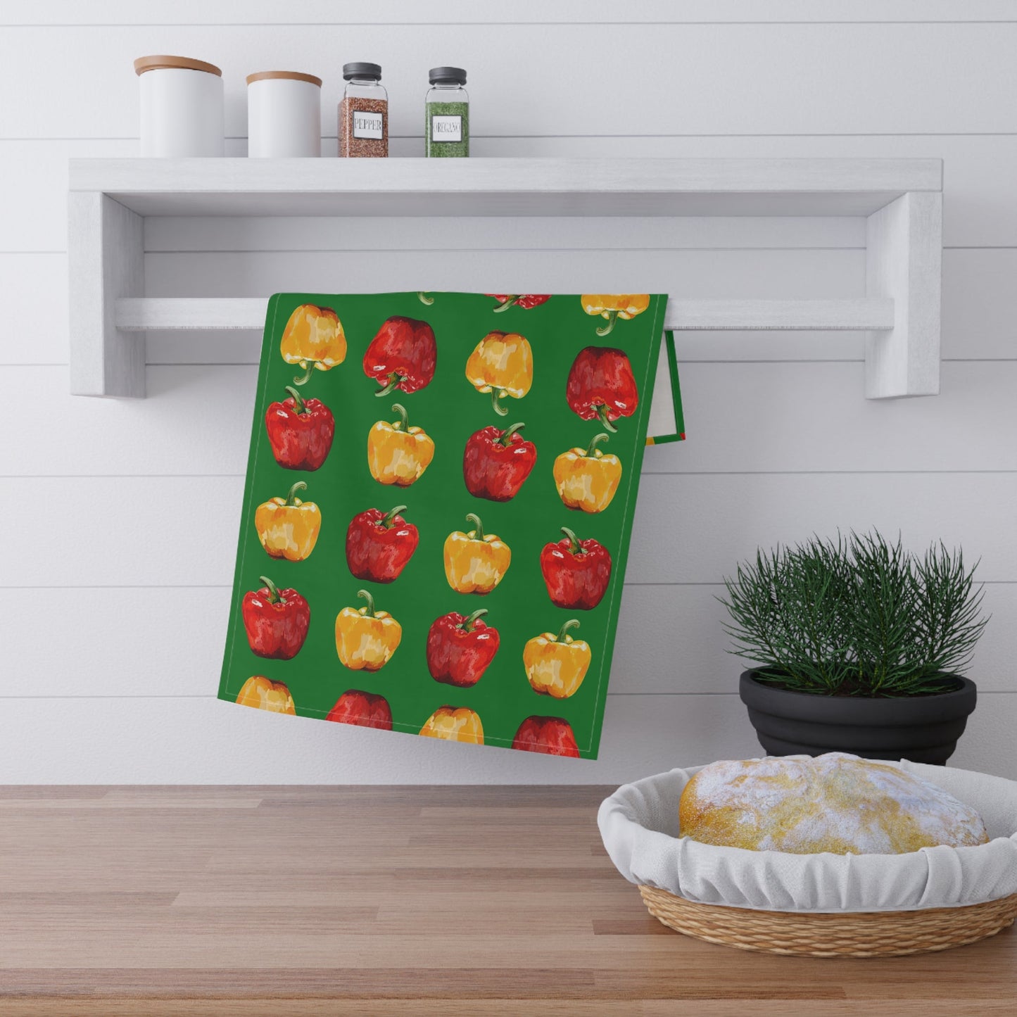 Colorful Bell Pepper Kitchen Tea Towels - Blue Cava
