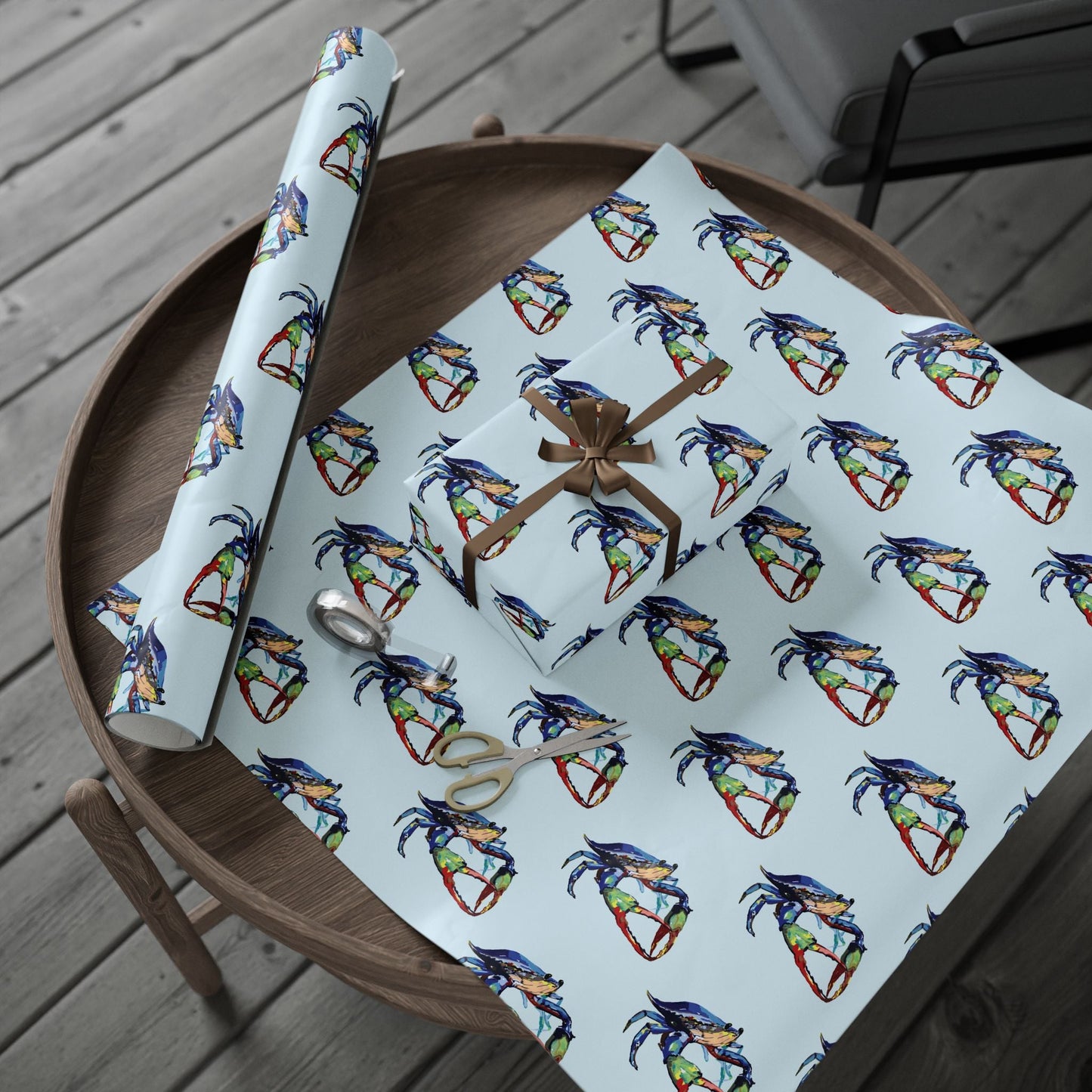 Colorful Crab Wrapping Paper - Eco Friendly Gift Wrap - Blue Cava