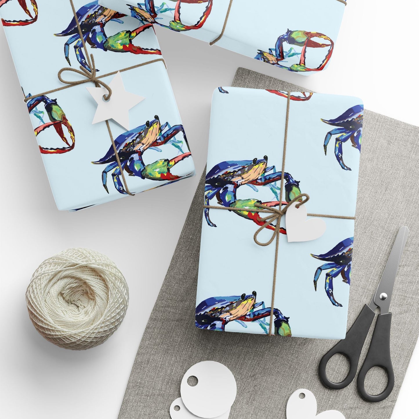 Colorful Crab Wrapping Paper - Eco Friendly Gift Wrap - Blue Cava