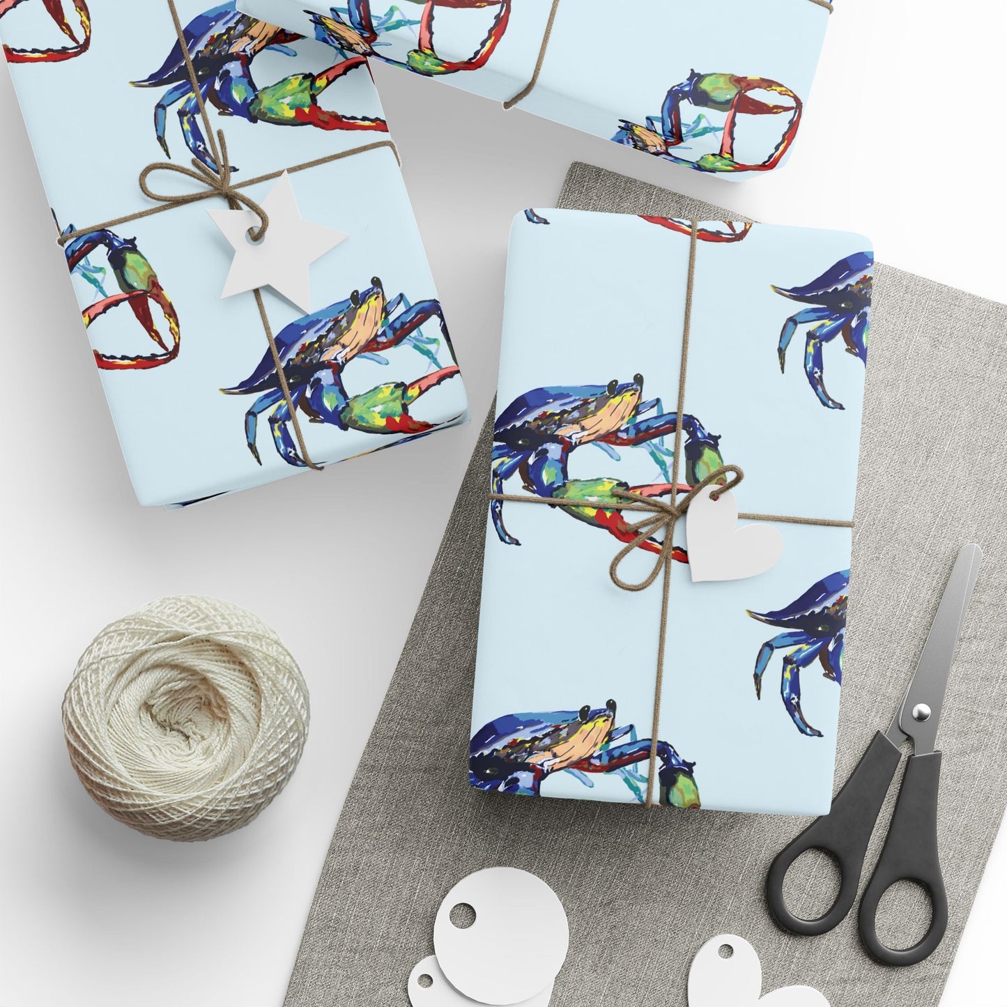 Colorful Crab Wrapping Paper - Eco Friendly Gift Wrap - Blue Cava