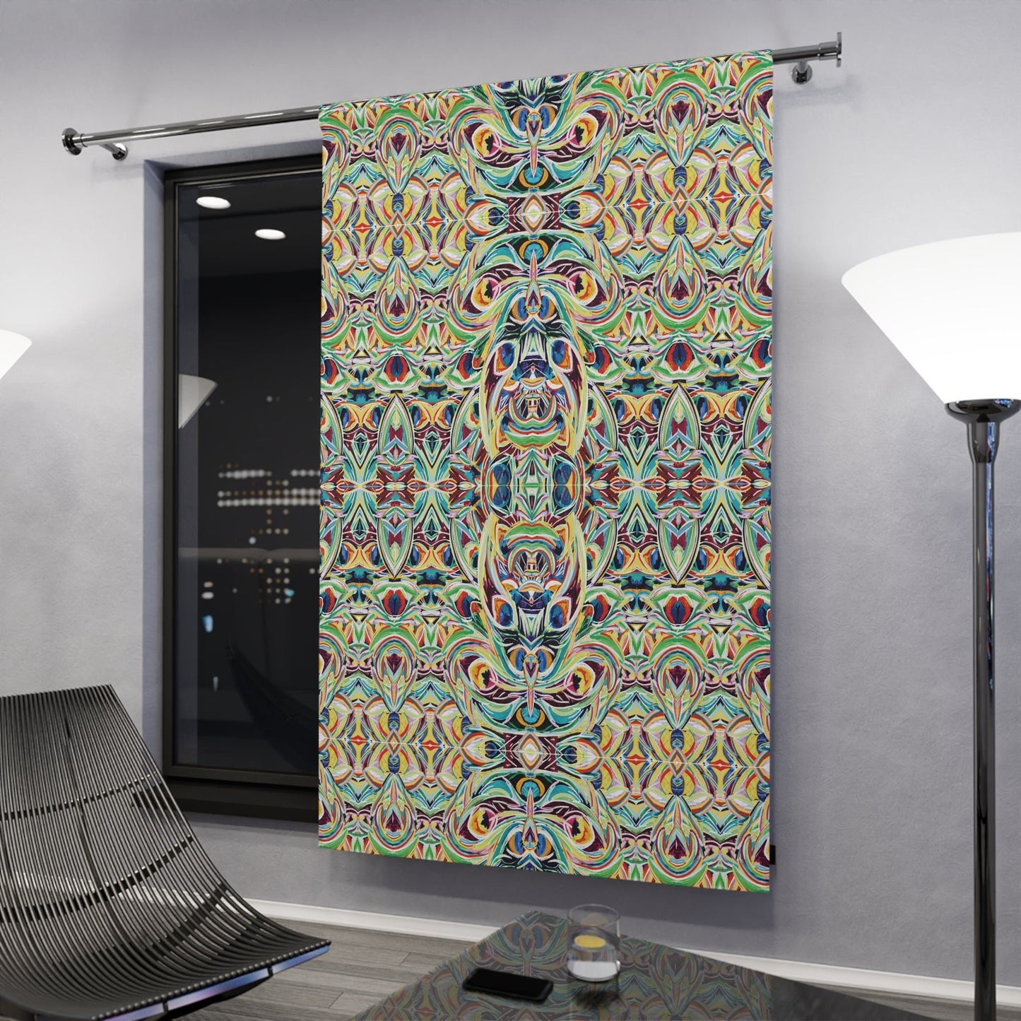 Colorful Fiesta Blackout Window Curtain - 1 Piece - Blue Cava