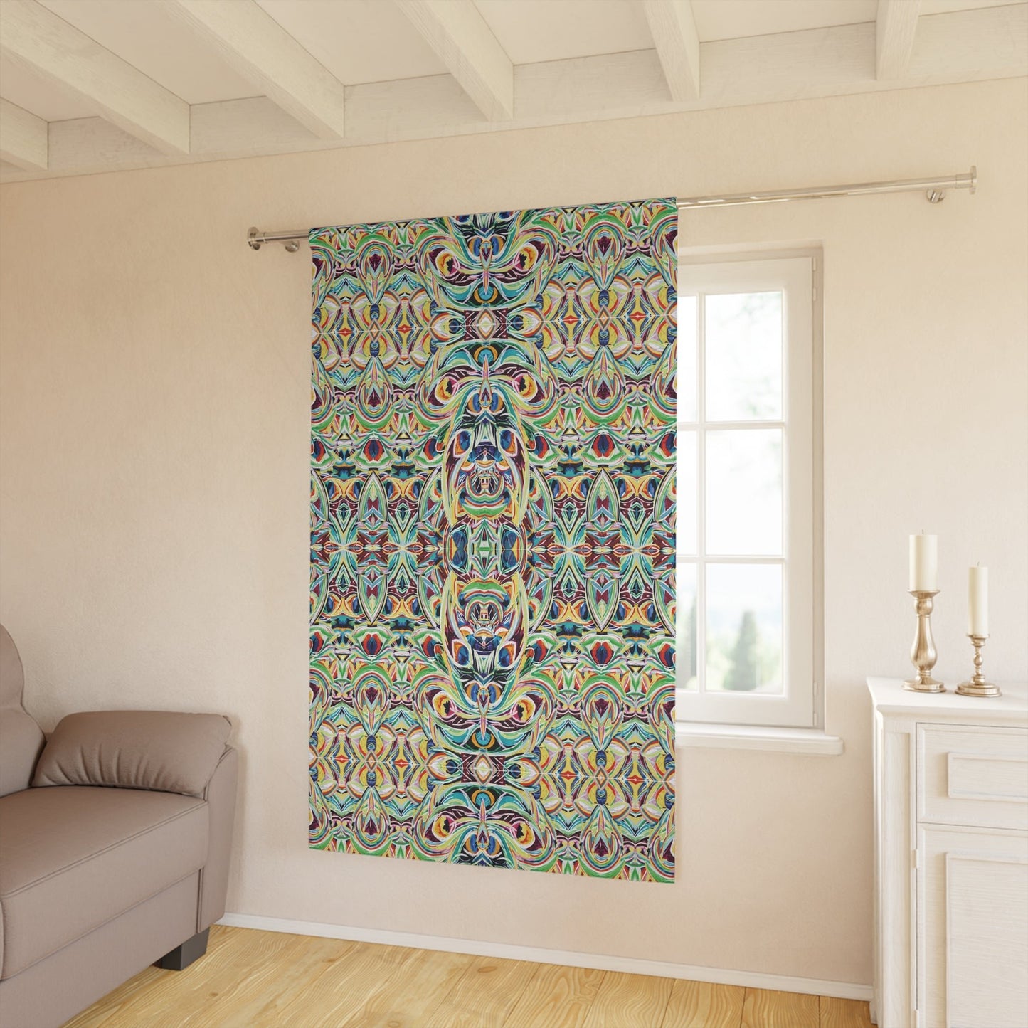 Colorful Fiesta Blackout Window Curtain - 1 Piece - Blue Cava