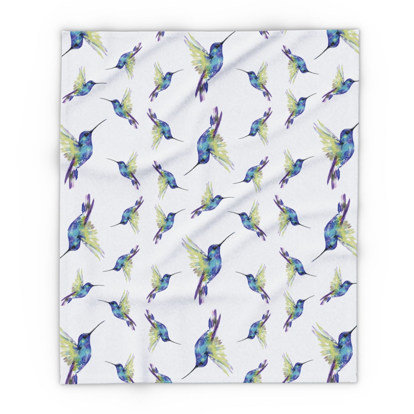 Colorful Hummingbird Fleece Blankets - Blue Cava