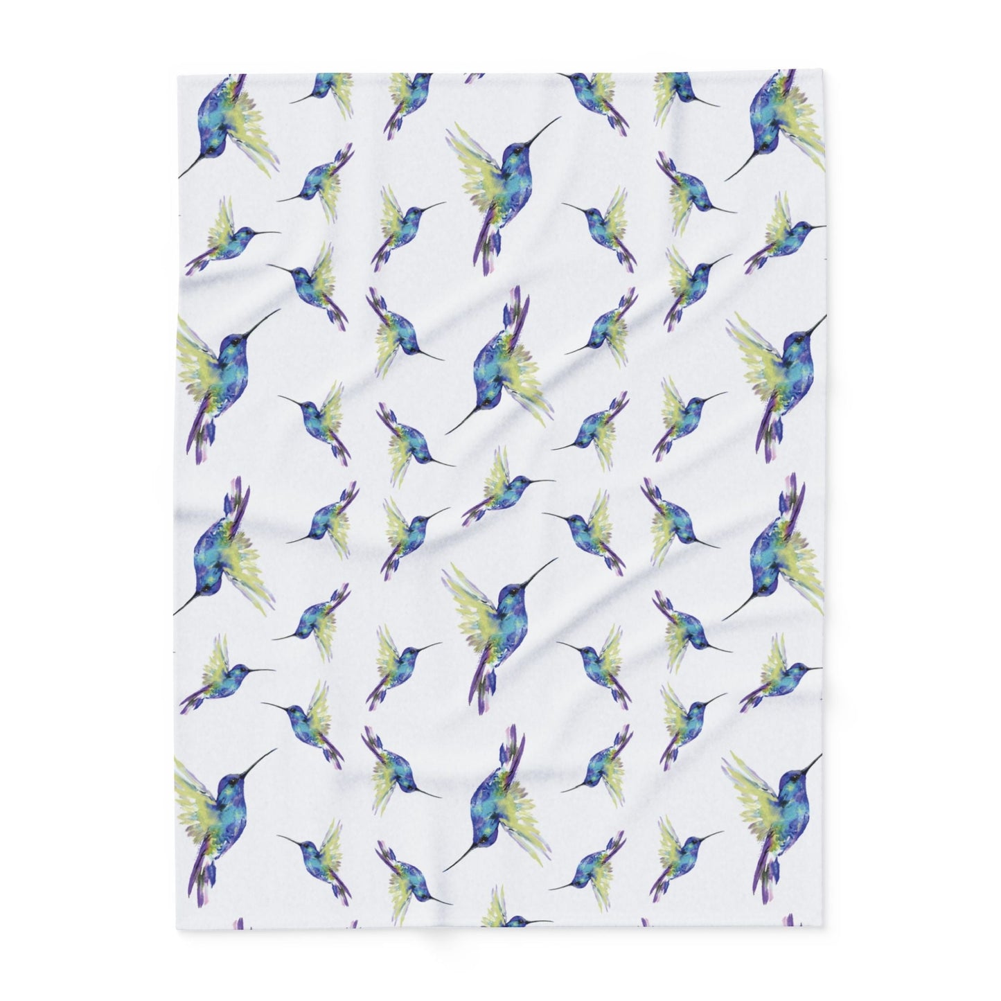 Colorful Hummingbird Fleece Blankets - Blue Cava