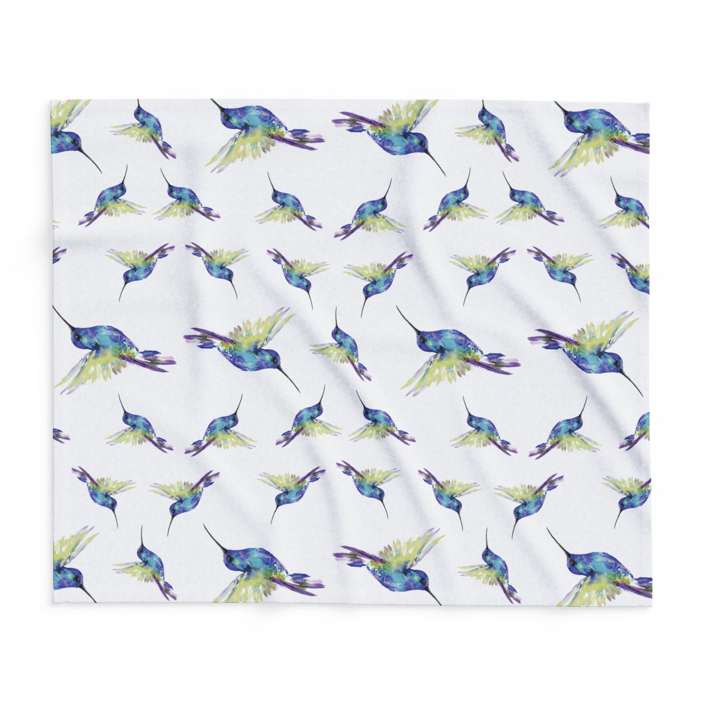 Colorful Hummingbird Fleece Blankets - Blue Cava