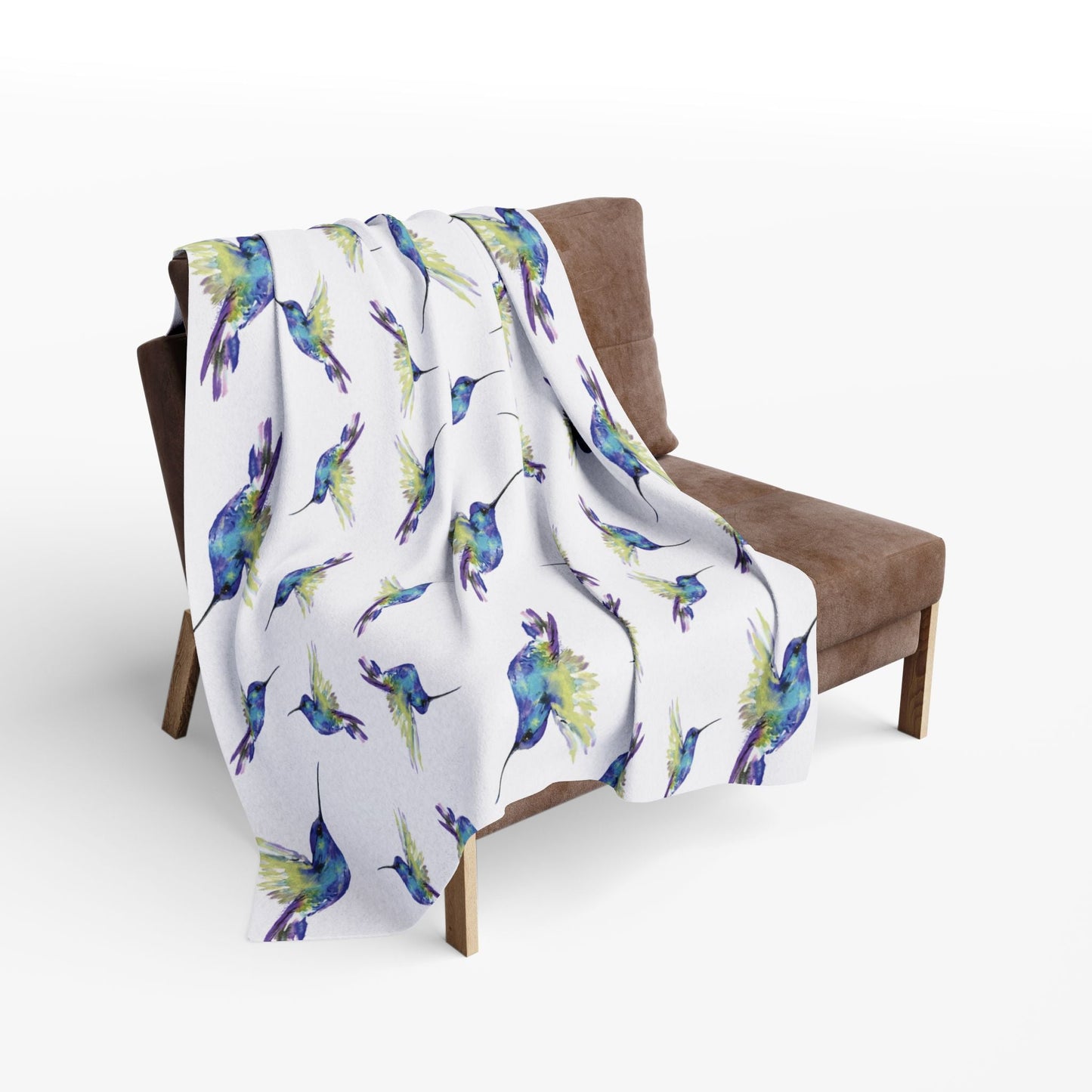 Colorful Hummingbird Fleece Blankets - Blue Cava