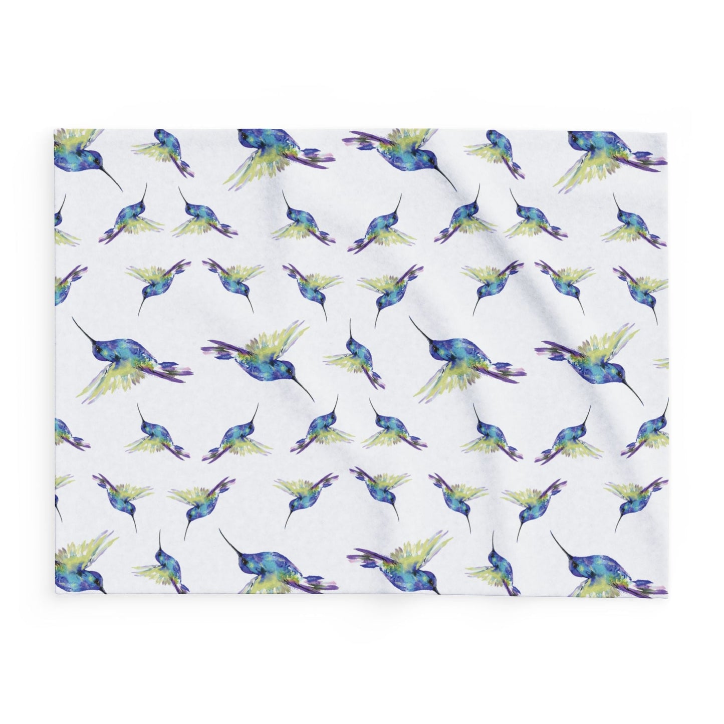 Colorful Hummingbird Fleece Blankets - Blue Cava