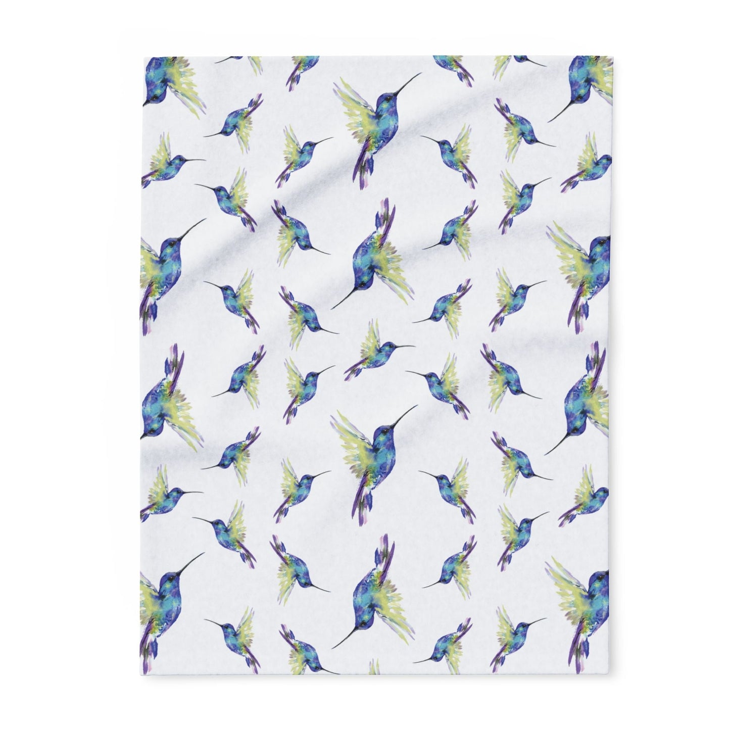 Colorful Hummingbird Fleece Blankets - Blue Cava