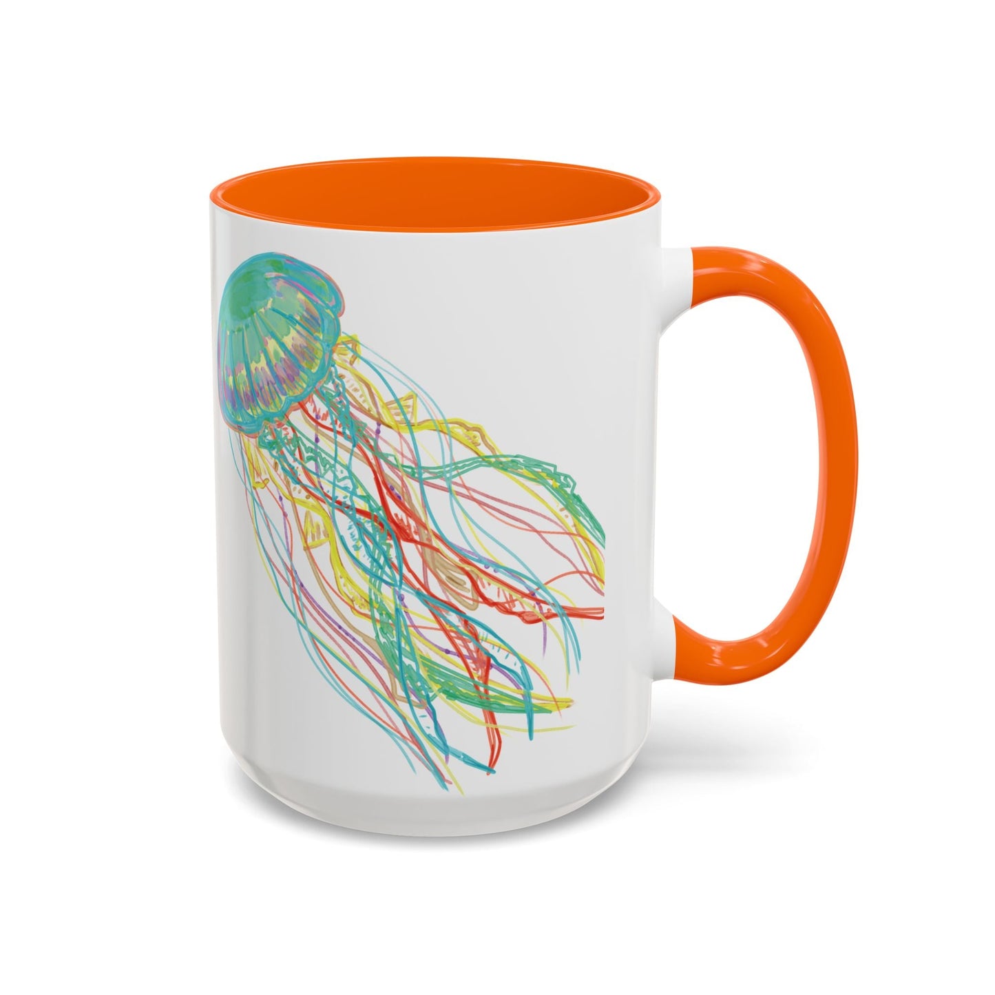 Colorful Jellyfish Accent Coffee Mug - Perfect for Ocean Lovers - Blue Cava