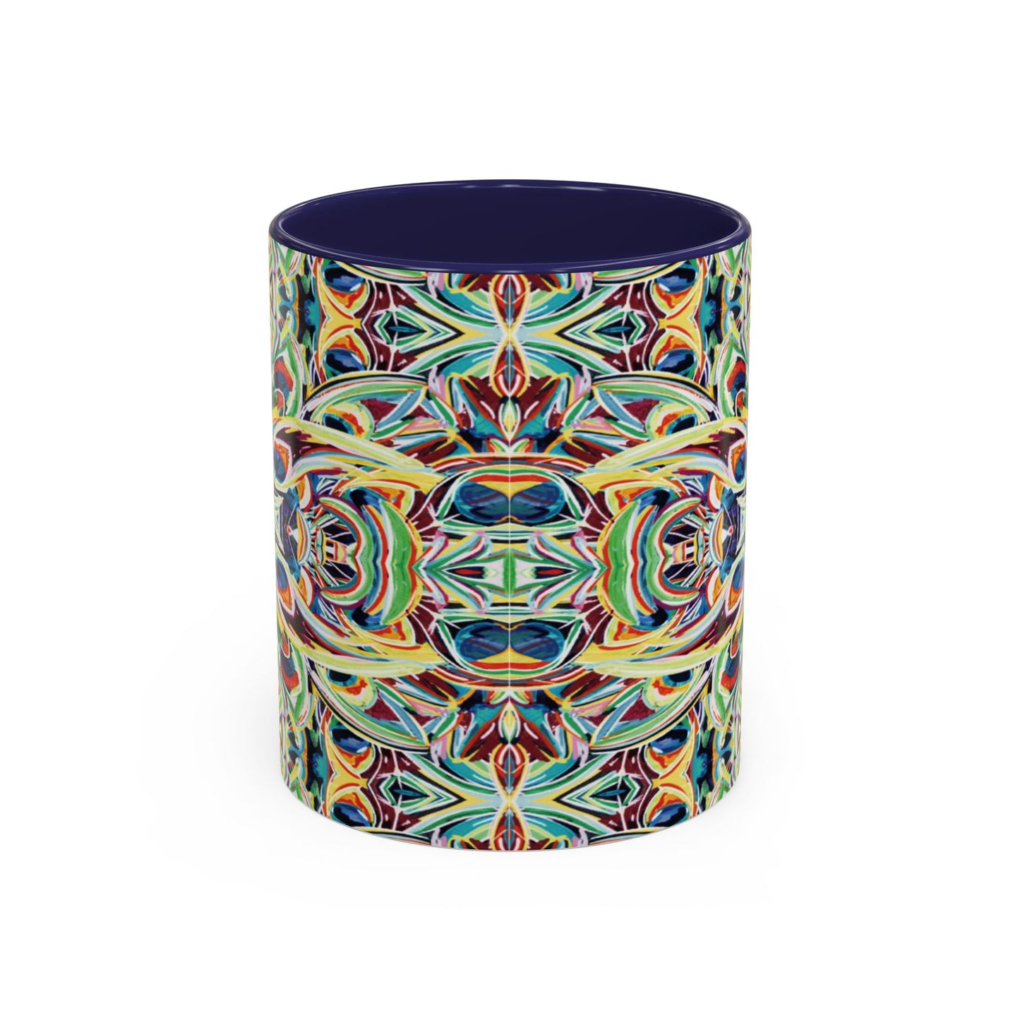 Colorful Mandala Two - Tone Ceramic Mug - 11 oz & 15 oz - Blue Cava