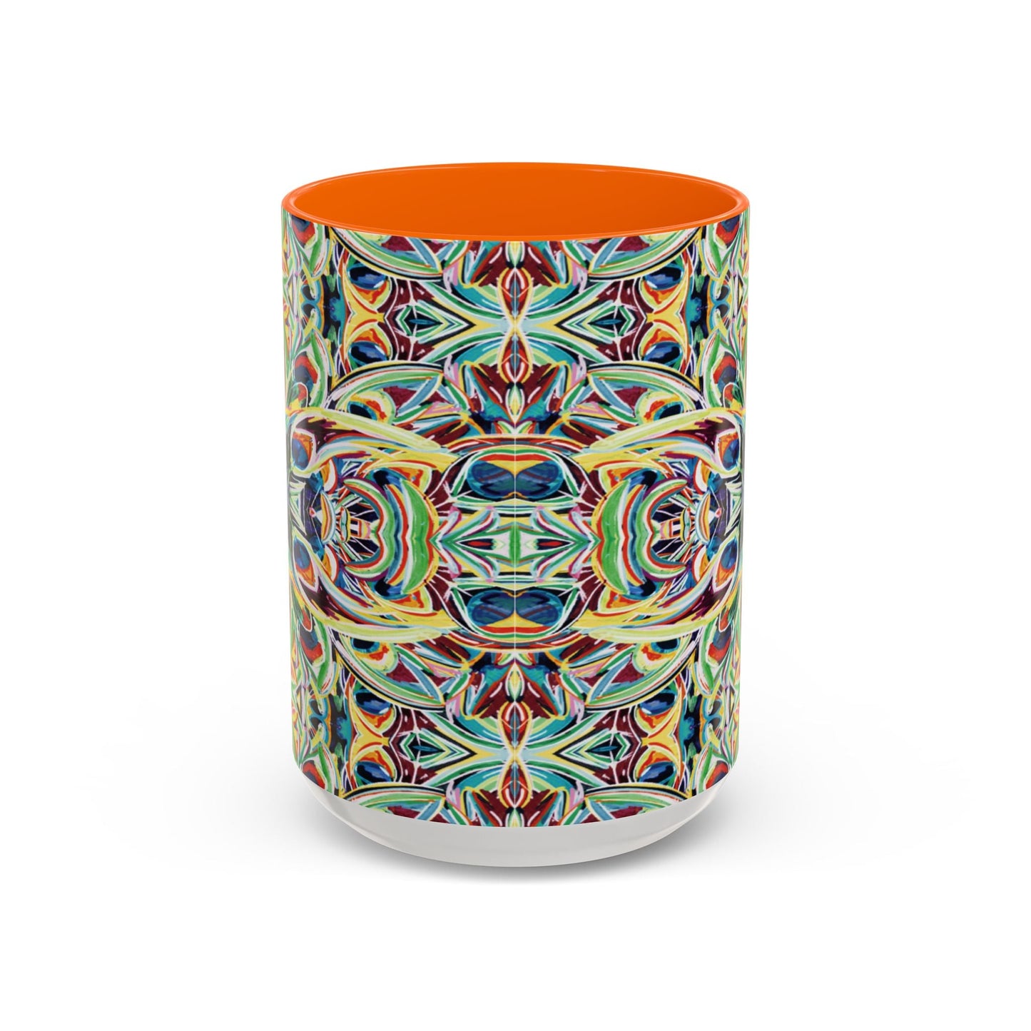 Colorful Mandala Two - Tone Ceramic Mug - 11 oz & 15 oz - Blue Cava