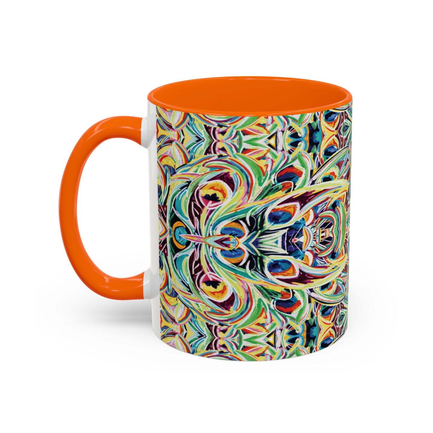 Colorful Mandala Two - Tone Ceramic Mug - 11 oz & 15 oz - Blue Cava