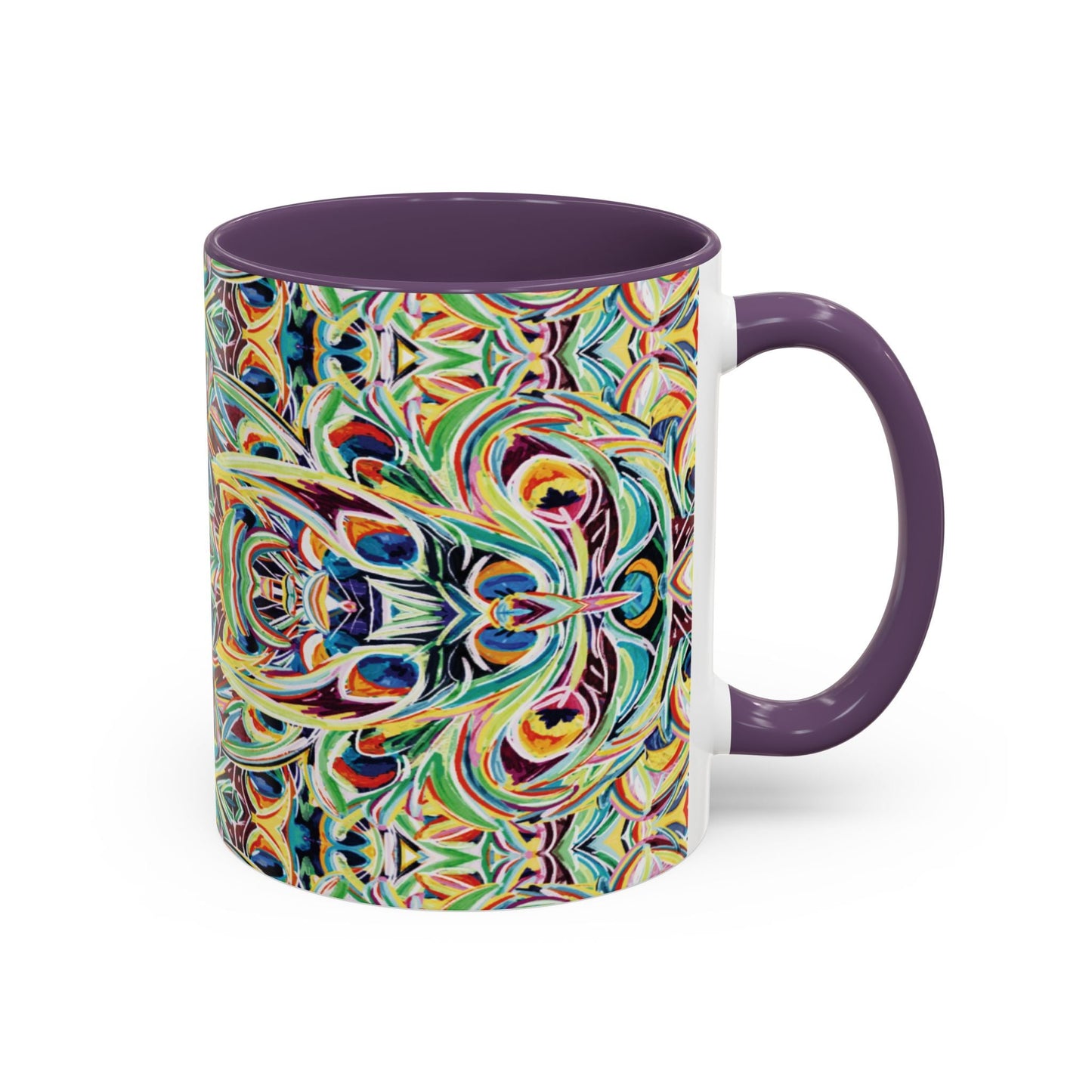Colorful Mandala Two - Tone Ceramic Mug - 11 oz & 15 oz - Blue Cava